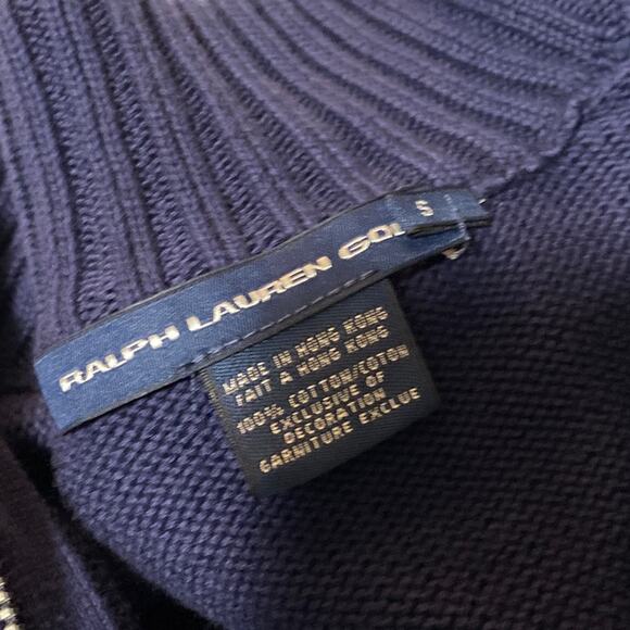 Men's Ralph Lauren Golf Full Zip Up Sweater Navy Blue Knit Size Small Old Money - Picture 4 of 13